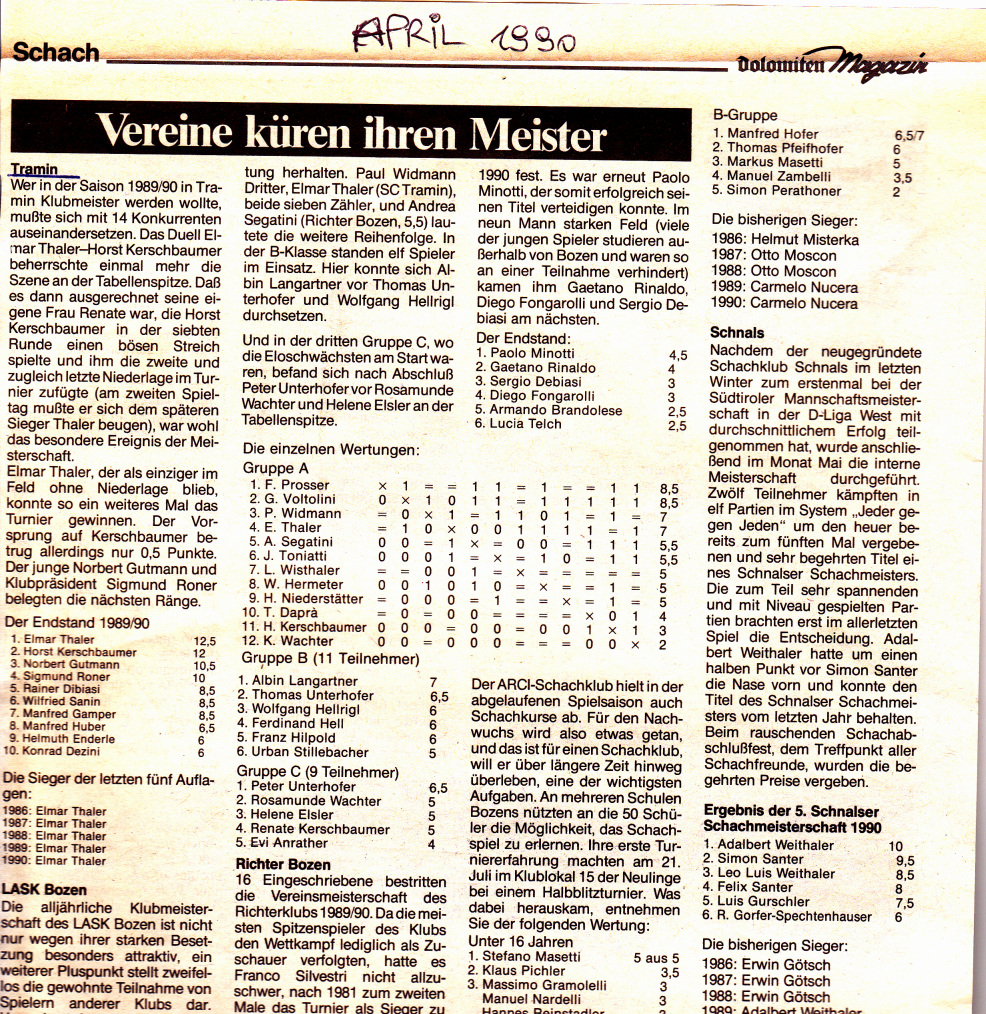 Dolomiten Vereinsmeisterschaft 1989